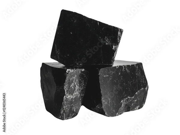 Obraz Pieces of Himalayan Shilajit resin on transparent background