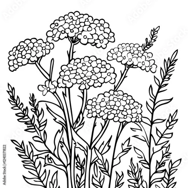 Obraz Vibrant Yarrow Blossoms in a Tranquil Herbal Garden Setting
