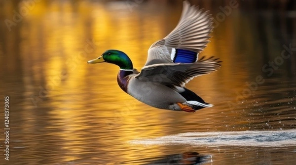 Fototapeta Mallard floating on water. Generative AI