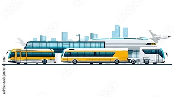 Fototapeta Iconic graphic symbols representing intercity bus express train