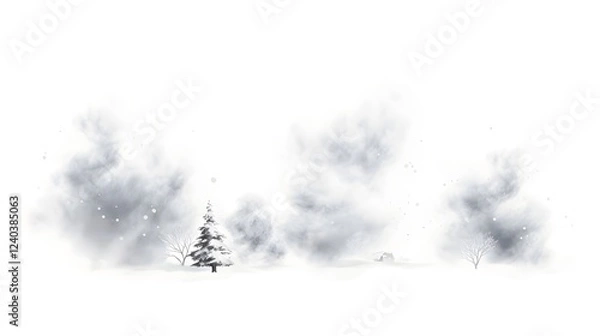 Obraz Stylized weather icons depicting a snowstorm blizzard and snowdrift against a clean white background  These digital can be used for weather forecasts winter themed designs