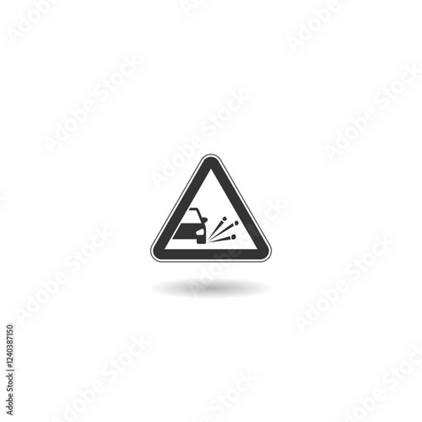 Fototapeta Warning road throwing stone icon with shadow