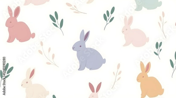 Obraz Cute Easter Bunny Illustration, Generative AI