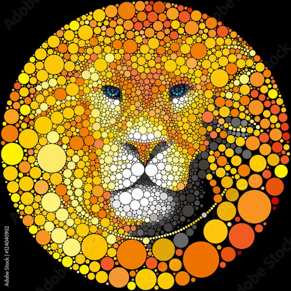 Obraz Lion Mane Portrait Vector Predator Abstract Wild Cat Animal Illustration