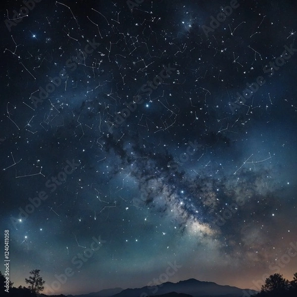 Fototapeta A mystical watercolor of constellations forming delicate patterns in the sky.