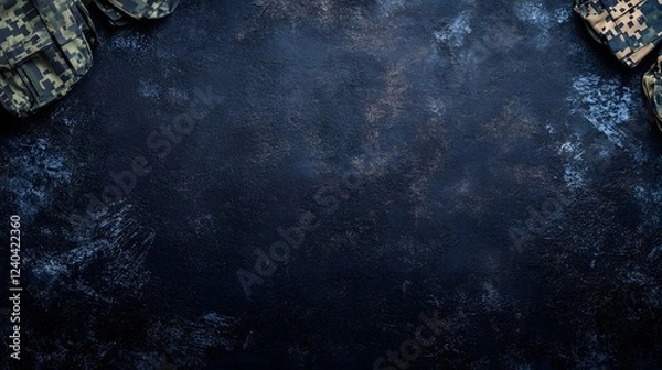 Obraz Dark Background with Camouflage Fabric Corners