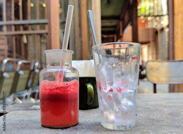 Fototapeta Water melon juice on the table