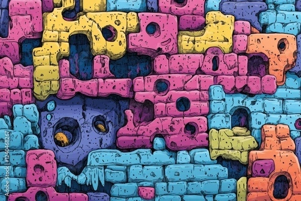 Fototapeta Abstract Colorful Stone Wall Pattern Design