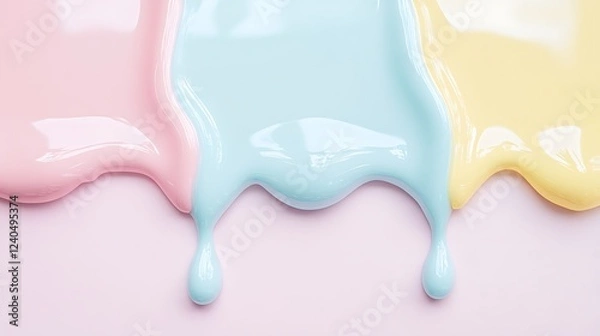 Fototapeta Soft Pastel Paint Colors Flowing Together on a Smooth Surface for Artistic Background Design