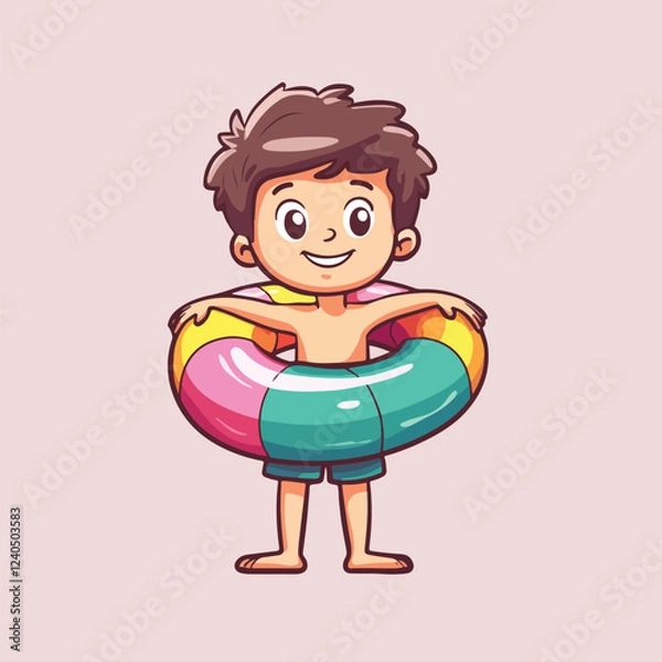 Obraz Kid In Swimming Pool Vectors Illustrations