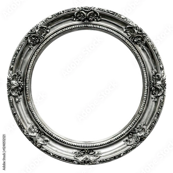 Fototapeta luxury carved oval frame in classic style isolated on transparent background.
