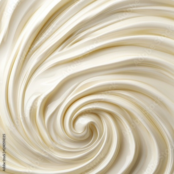 Fototapeta Swirling Creamy Texture, Smooth Whipped Cream or Butter, Abstract Background, Soft Light, Elegant Design, Culinary Inspiration, Fluid Motion, copy space for text
