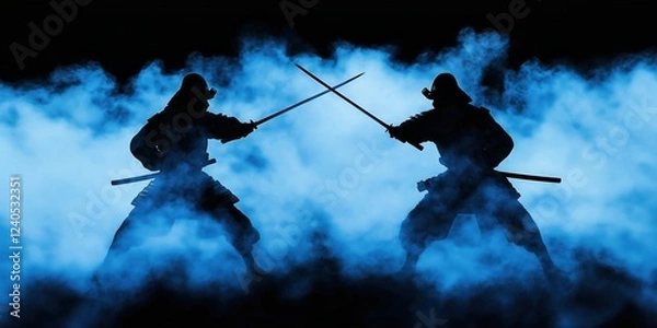 Obraz 決闘する侍たちの幻想的なシルエット