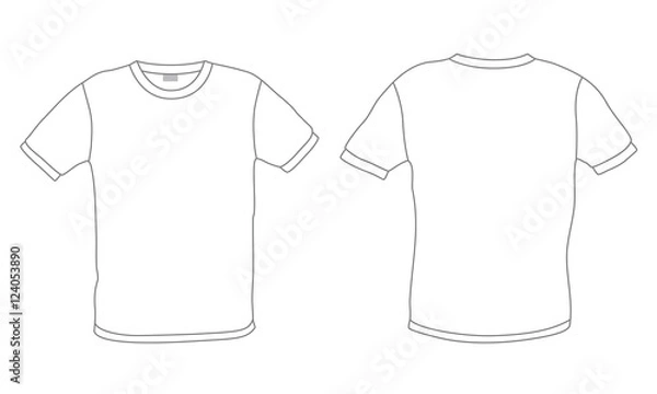 Obraz White men's t-shirt template vector, front and back view