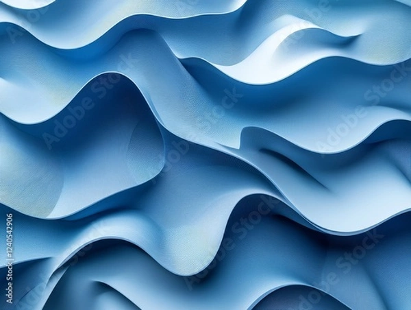 Fototapeta Abstract blue waves, layered design, 3d render, Generative AI