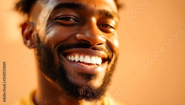 Obraz Man's Bright Smile Golden Hour Portrait Photography