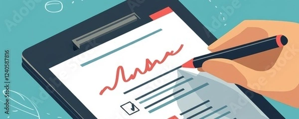 Obraz Digital Signature On Contract Document Online, 