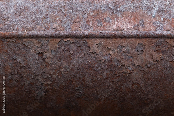 Fototapeta Rusty background, metal texture. Metal oxidizes with age. Rusty surfaces. Close-up from above.