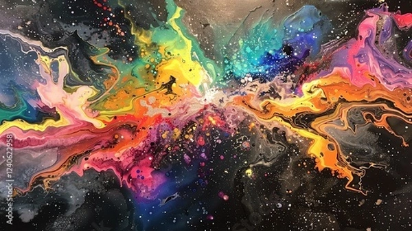 Fototapeta Colorful abstract painting with vibrant colors. The painting has a smooth, fluid look and is full of energy.