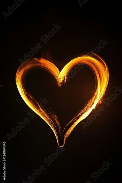 Obraz Heart-shaped light streak on a dark background.