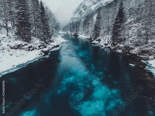 Fototapeta waterfall in winter