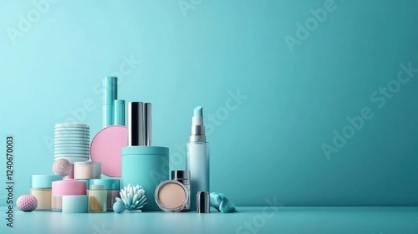 Fototapeta A vibrant infographic explaining the benefits of using makeup setting powder for oil control