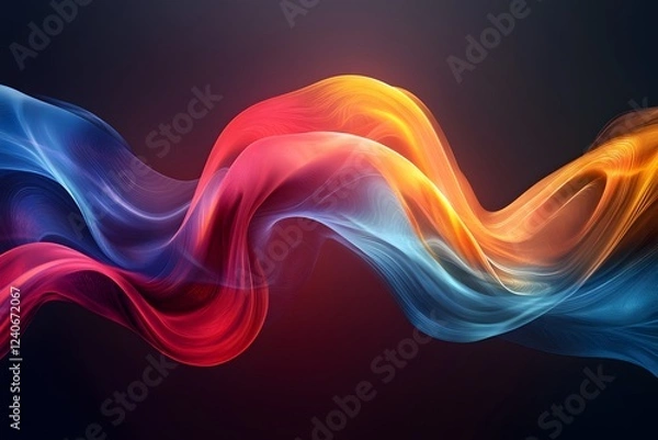 Fototapeta Colorful Abstract Flow of Vibrant Waves Digital Art for Modern Design