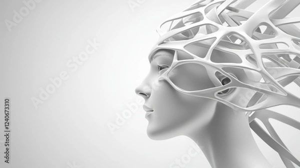Obraz Futuristic Profile View of Abstract Human Form with Intricate Network Elements