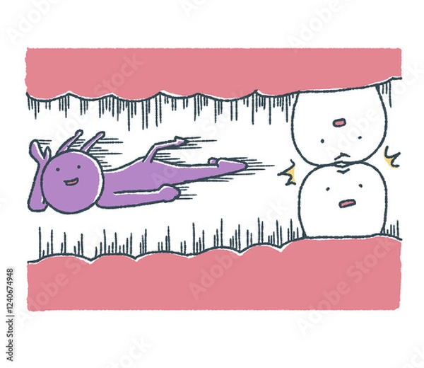 Fototapeta ゆるい虫歯菌は歯のゲートを突破する
