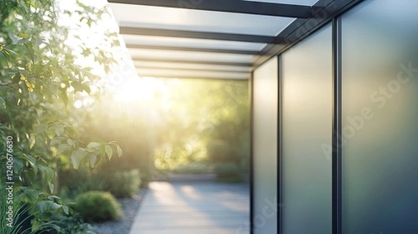 Fototapeta Transparent polycarbonate sheets ready for an awning extension.
