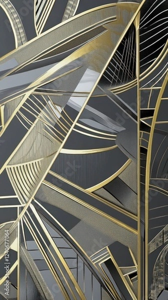 Obraz Stunning Art Deco Inspired Architectural Design with Gold Accents