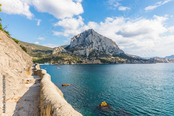 Obraz Views from the Golitsyn Trail - a mountain trail carved on the slope of Mount Koba-Kaya, located along the coastline southwest of the village of Novy Svet, Crimea, Russia