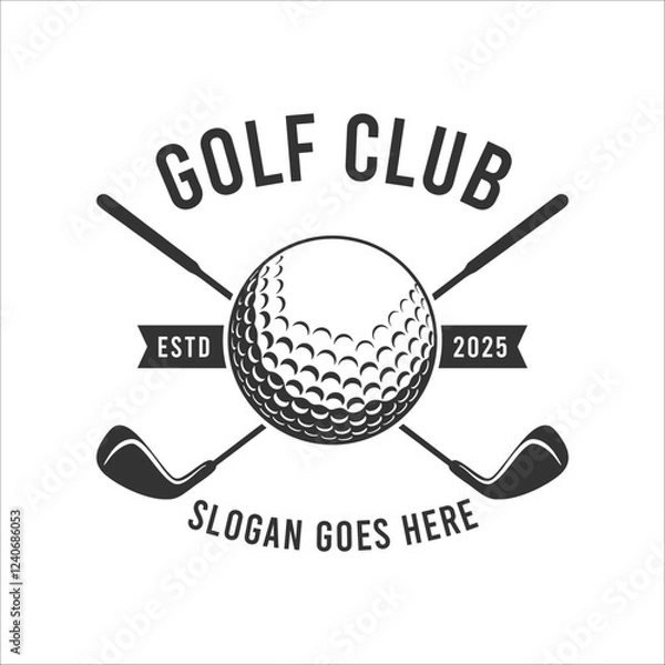 Obraz Golf Clubs logo with ball and crossed golf sticks