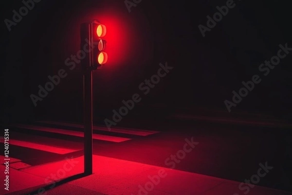 Fototapeta red trafic light dark background