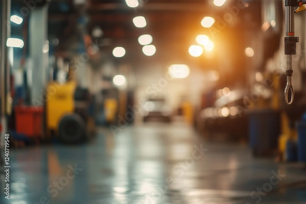 Obraz Auto repair service center with a blurred backdrop