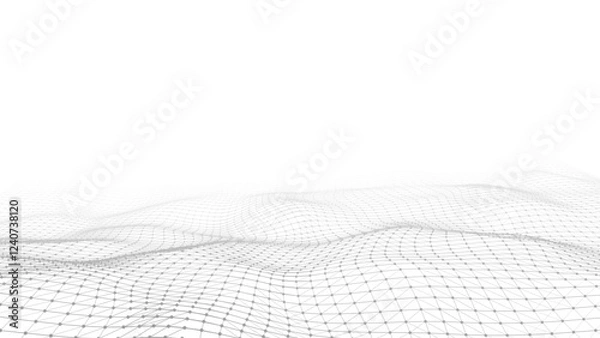 Obraz Futuristic technology wave. Digital cyberspace. Abstract vector wave with moving particles. Big data analytics.