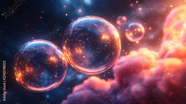 Obraz neon soap bubbles of different sizes