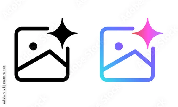 Obraz generate image AI photo generator artificial intelligence icon symbol of generative button icon outline and gradient set collection