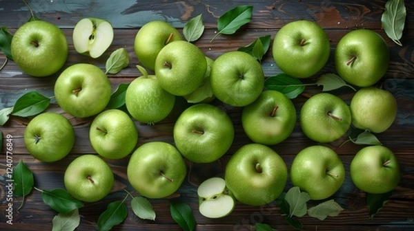 Obraz vibrant apple arrangement natural texture high resolution healthy food rustic wooden surface