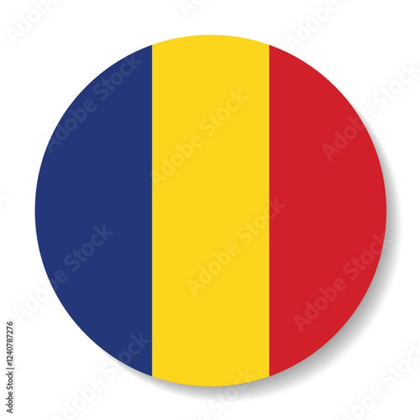 Fototapeta Flag of Romania. Flag icon. Standard color. Circle icon flag. Computer illustration. Digital illustration. Vector illustration.