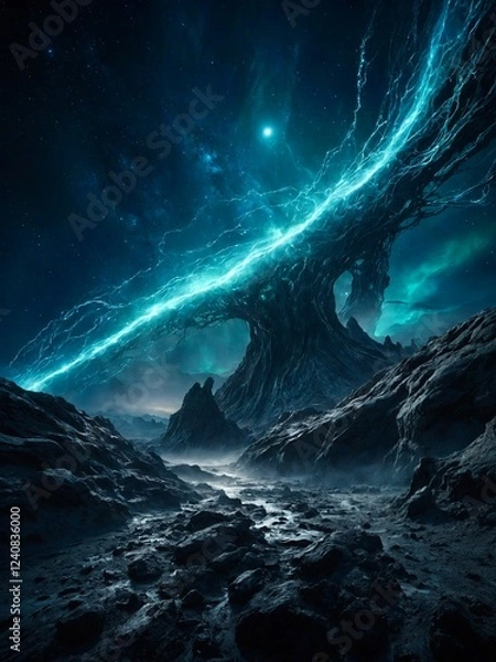 Obraz Strange alien tree in deep space