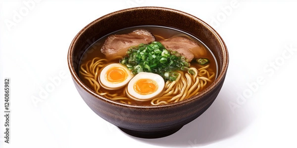 Fototapeta Pho, a fragrant noodle soup on White Background