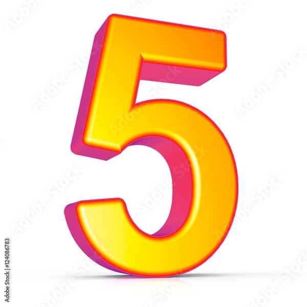 Fototapeta 3d golden number 5
