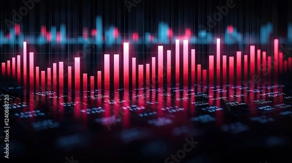 Obraz Abstract Financial Data Visualization Red Bars Graph