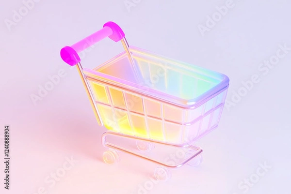 Fototapeta Shopping cart with a vibrant gradient design on a soft background