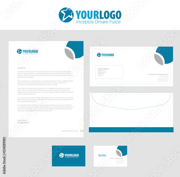 Fototapeta Corporate stationery template design with elements