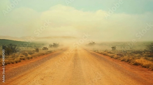 Obraz Dusty Road Through a Hazy Desert Landscape