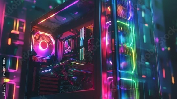 Fototapeta RGB PC Build: Neon Dreamscape