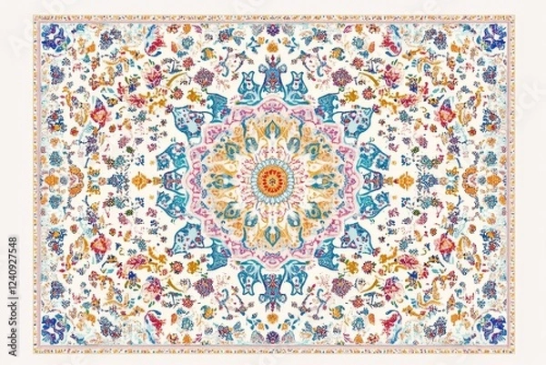 Fototapeta Vibrant Mandala Rug: A Tapestry of Color and Design