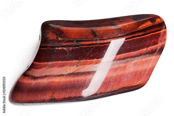 Fototapeta Red tiger's eye stone isolated on white with clipping path
